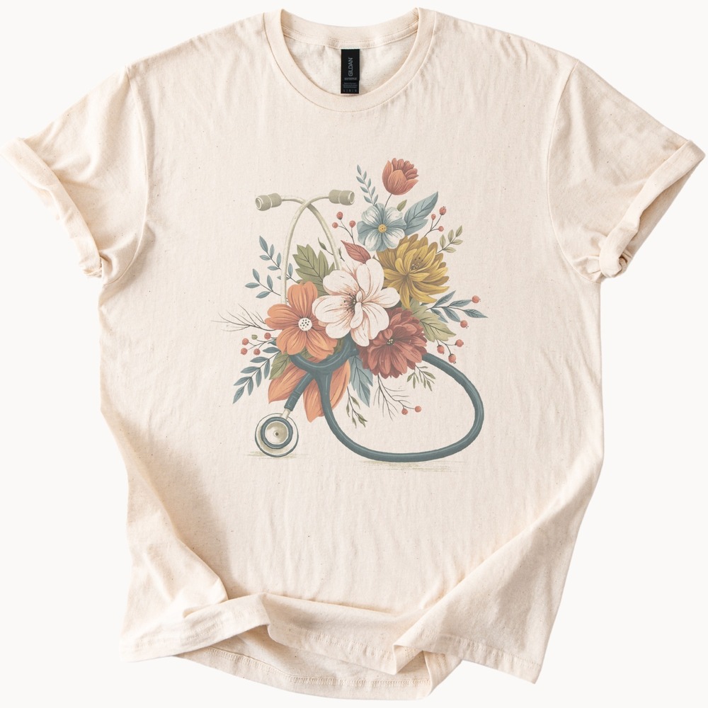 Medical Floral Boho Stethoscope Graphic Tee - Picture 3 of 5